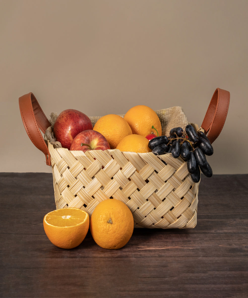 Avella Handcrafted Bamboo Basket with Handles - Setr of 2