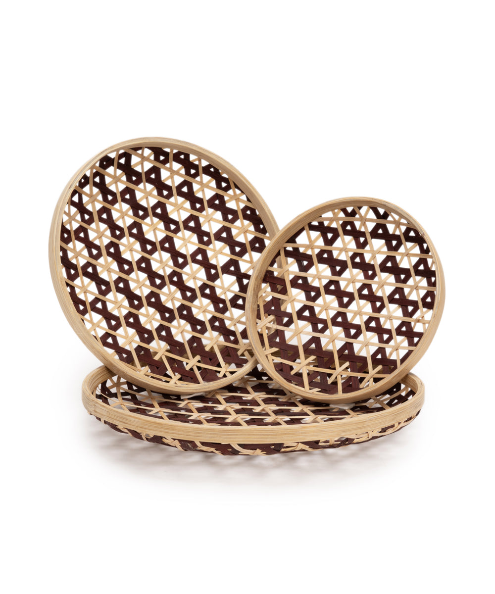 Zira Handcrafted Bamboo Wall Plate - Set of 3