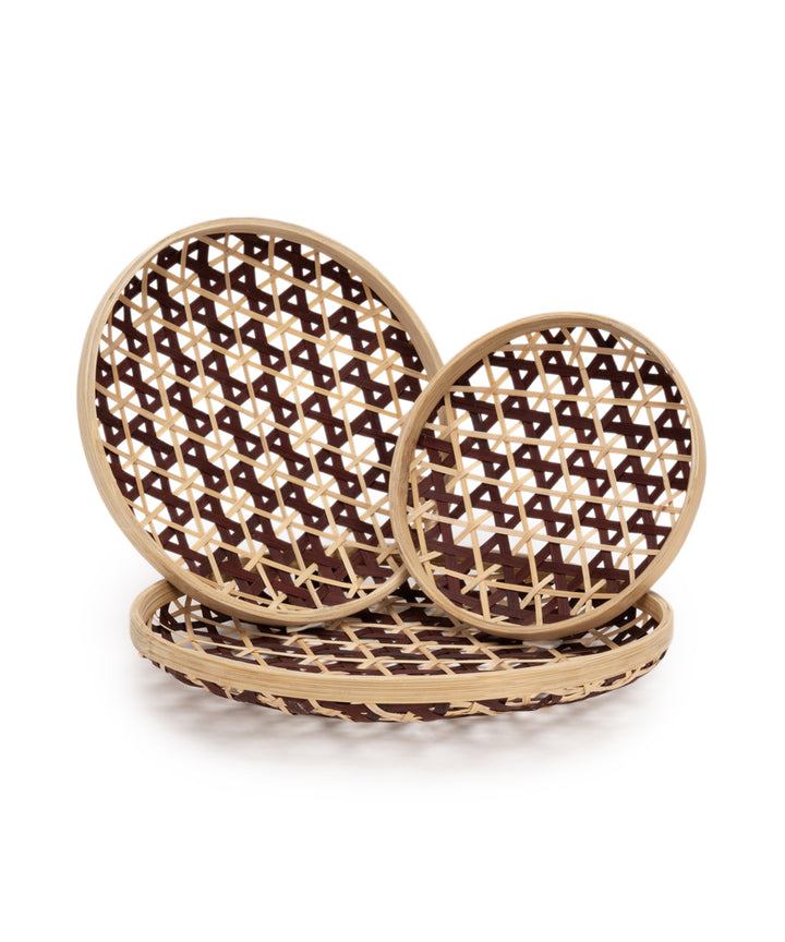 Zira Handcrafted Bamboo Wall Plate - Set of 3