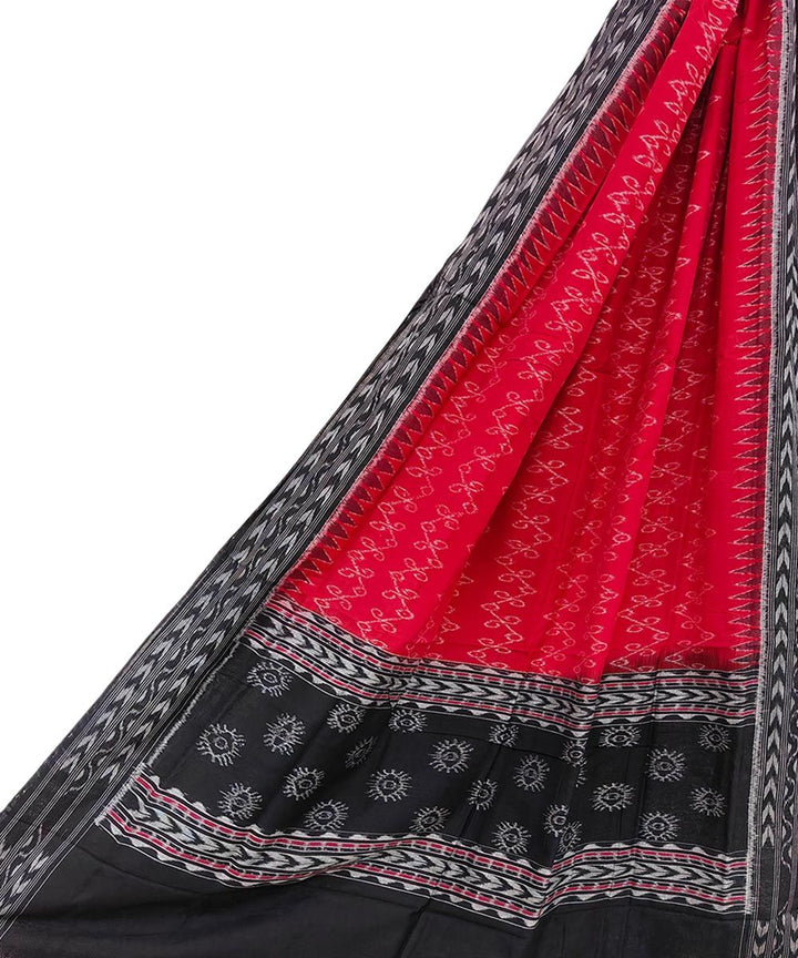 Dark red black handwoven cotton sambalpuri dupatta