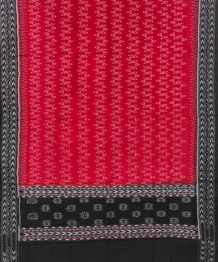 Dark red black handwoven cotton sambalpuri dupatta