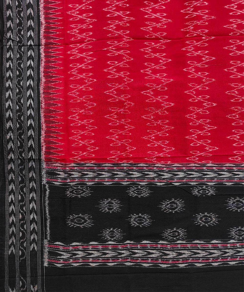 Dark red black handwoven cotton sambalpuri dupatta