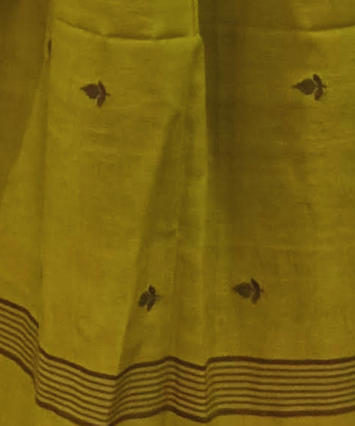Olive green handwoven cotton jamdani stole