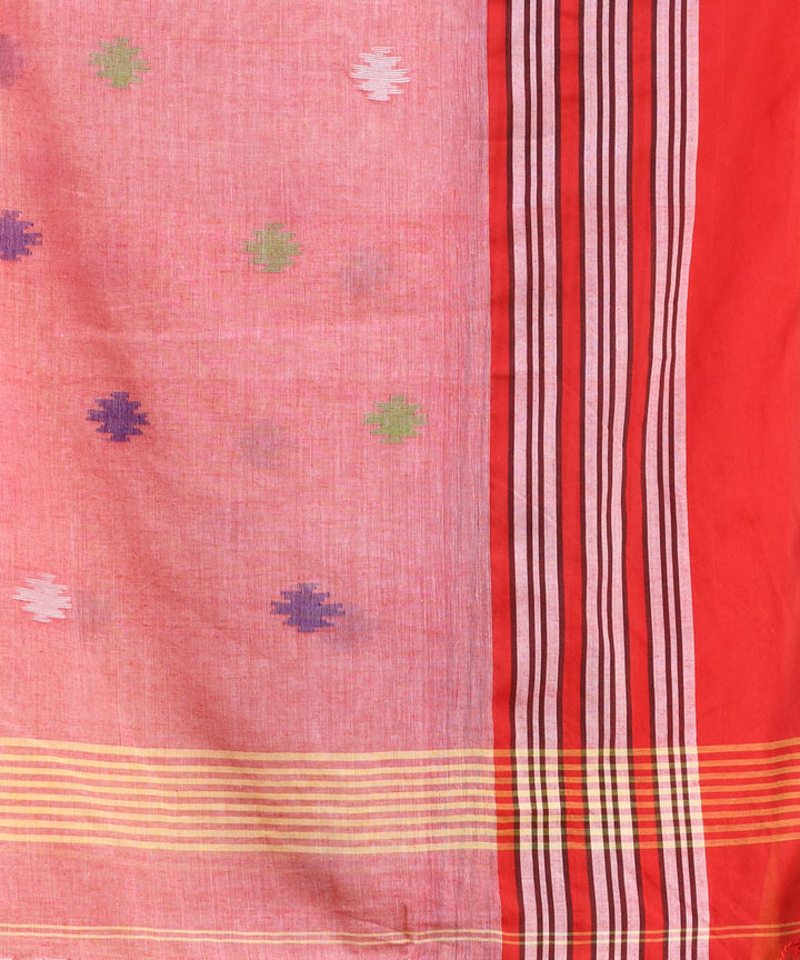 Yellow orange bengal handloom cotton saree