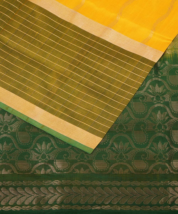 Yellow green silk handloom uppada saree