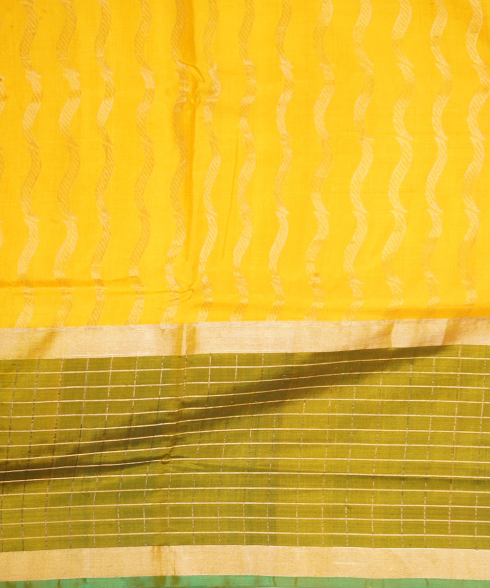 Yellow green silk handloom uppada saree