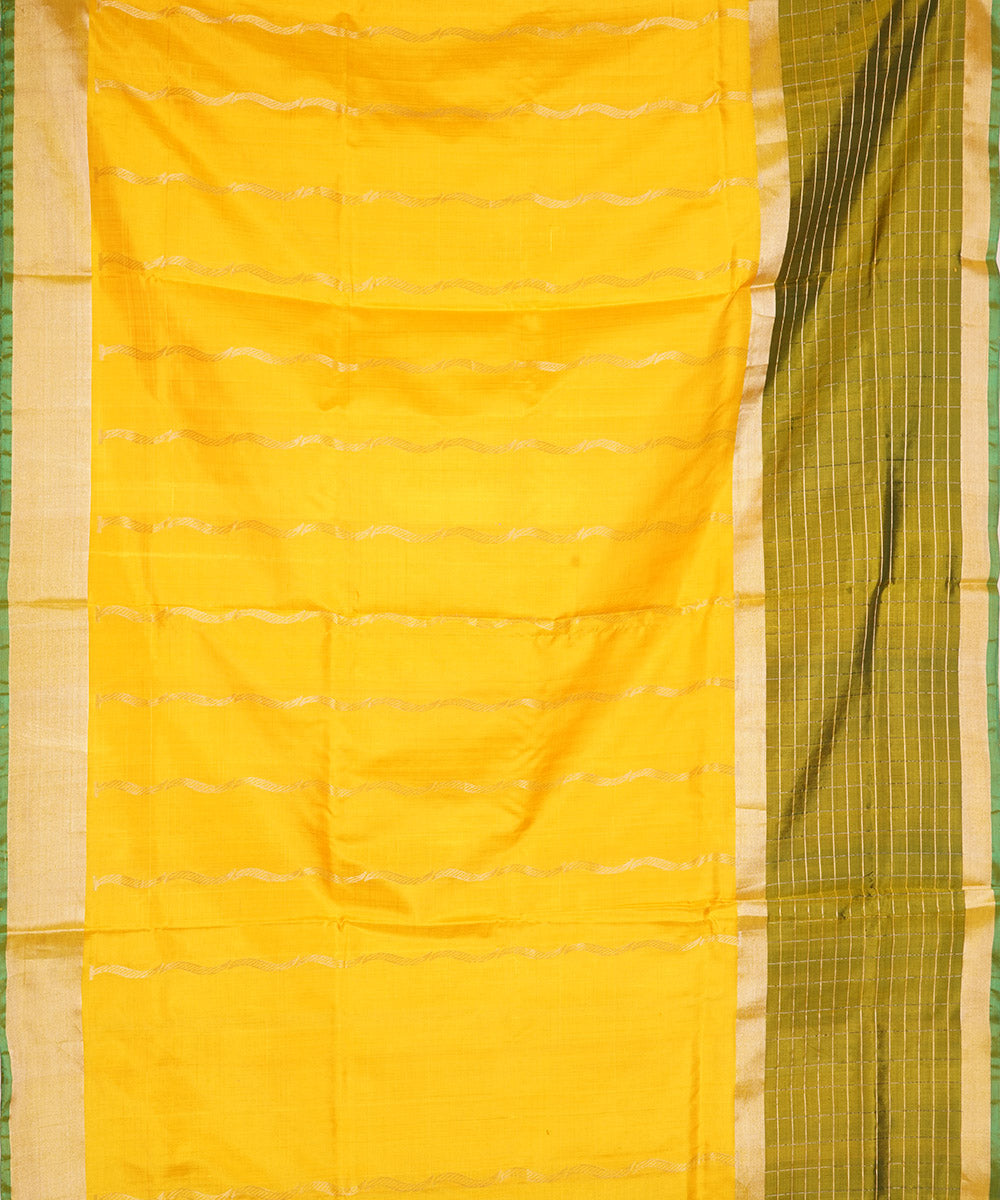 Yellow green silk handloom uppada saree