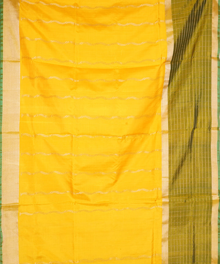 Yellow green silk handloom uppada saree