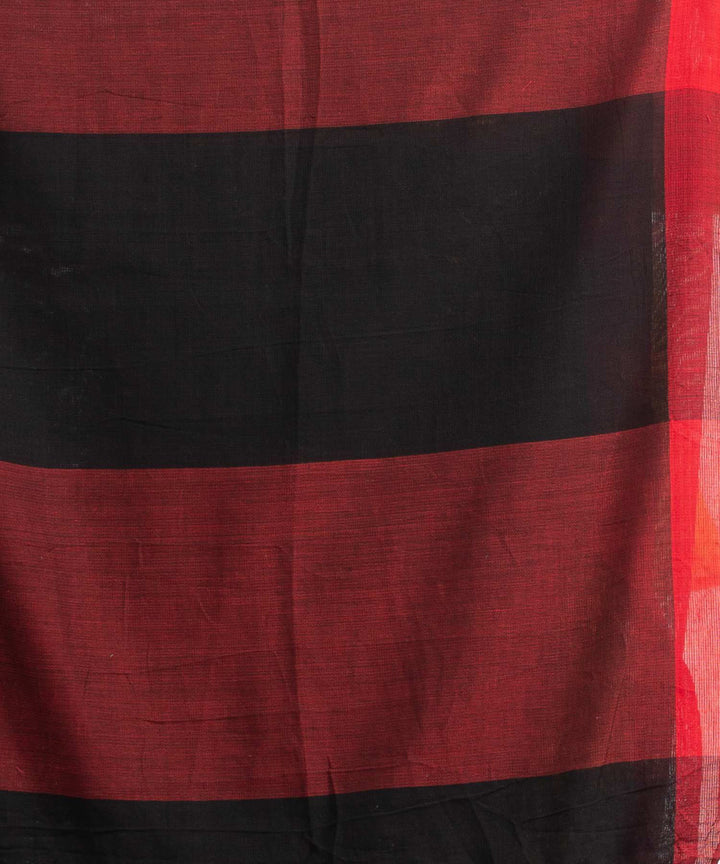 Black red handwoven bengal cotton saree