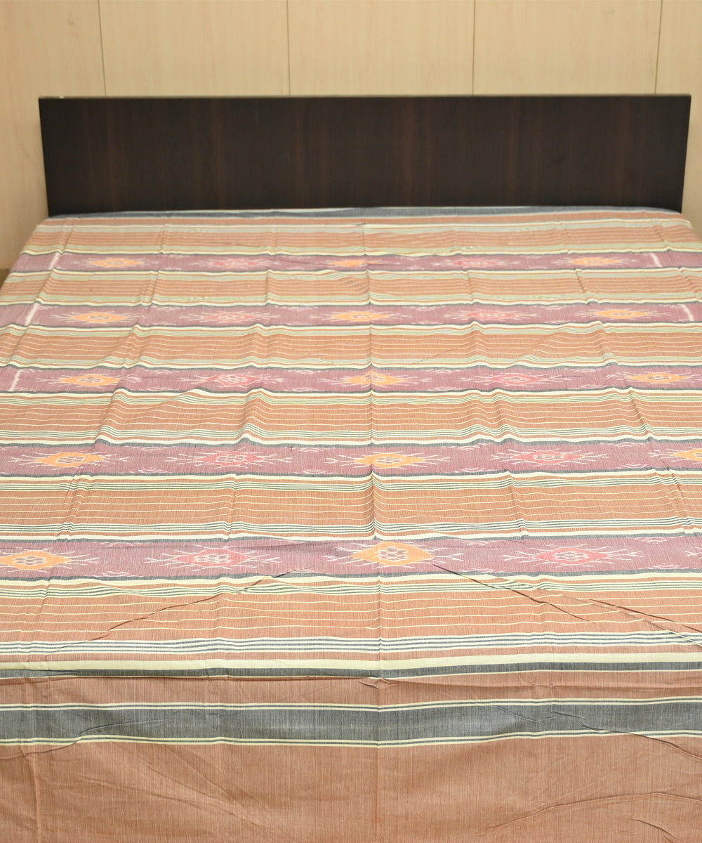 Camel cameo pink traditional ikat handmade sambalpuri cotton bedsheet