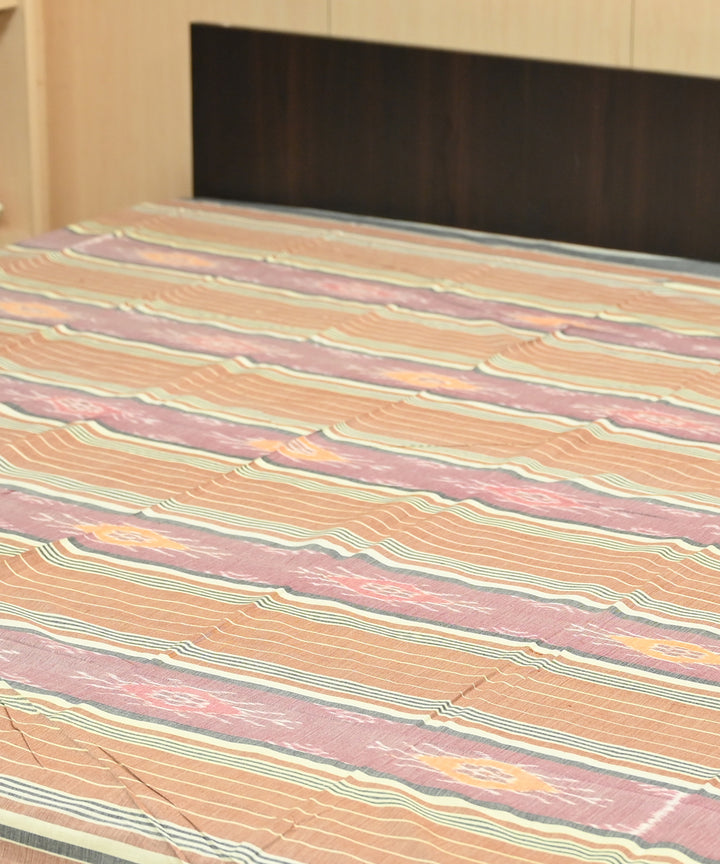 Camel cameo pink traditional ikat handmade sambalpuri cotton bedsheet