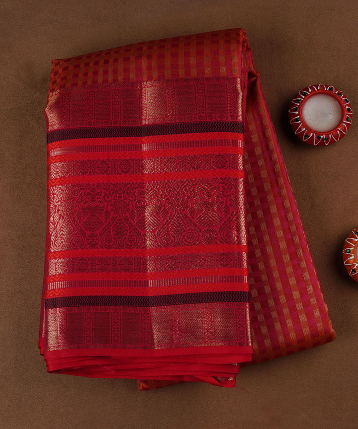 Red black handwoven kanjivaram silk saree