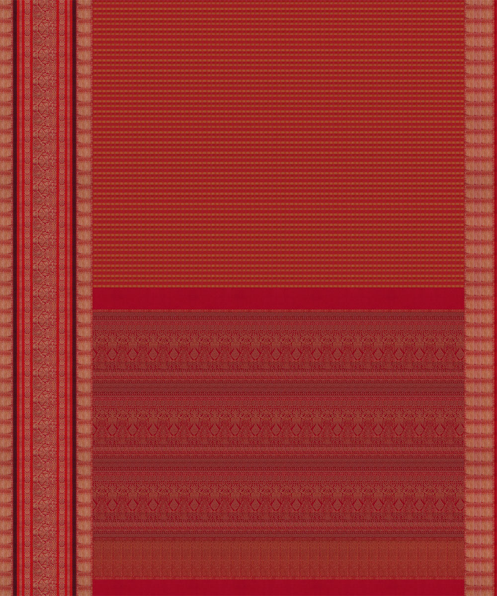 Red black handwoven kanjivaram silk saree