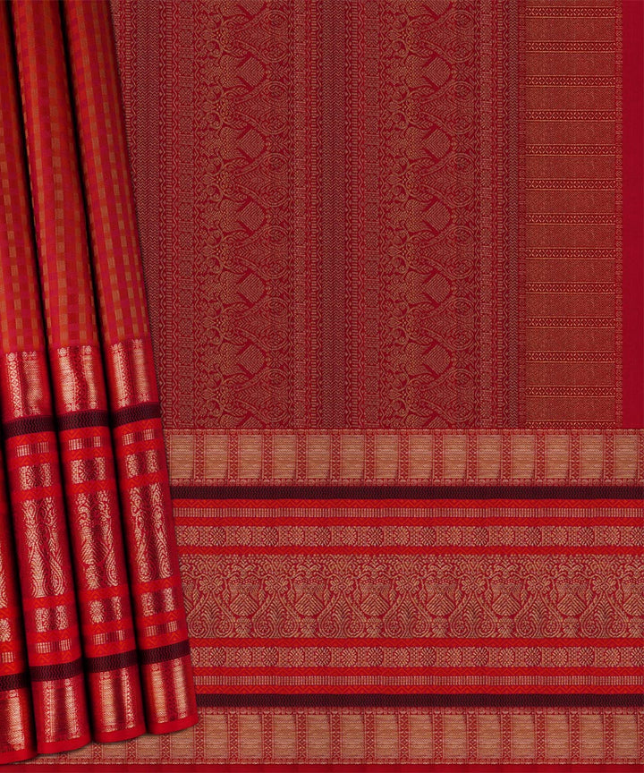 Red black handwoven kanjivaram silk saree