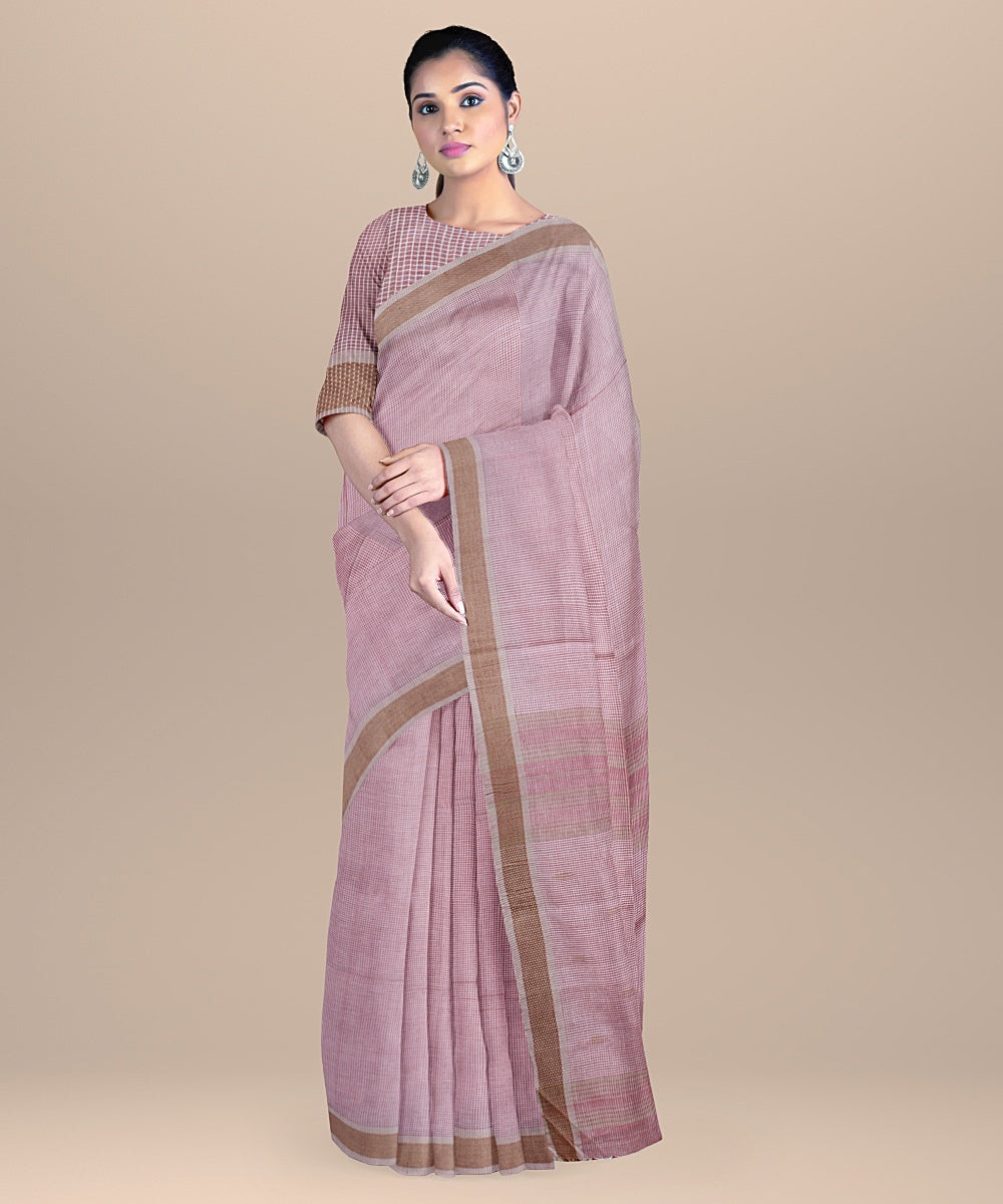 Pink handloom bengal cotton saree