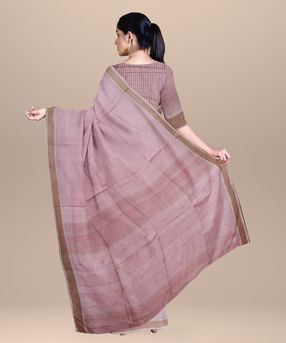 Pink handloom bengal cotton saree