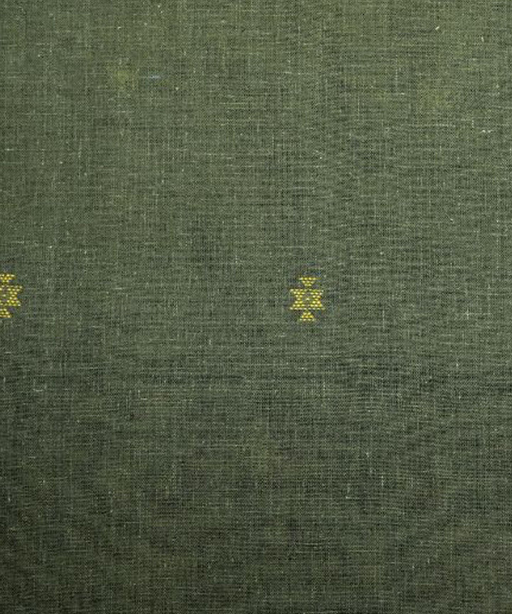 Dark green with musterd butti handspun handwoven Kala cotton fabric