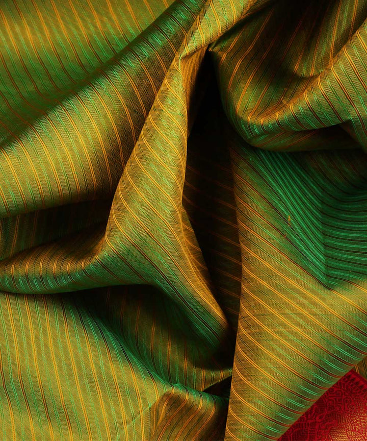 Green with red handwoven kanjivaram silk saree