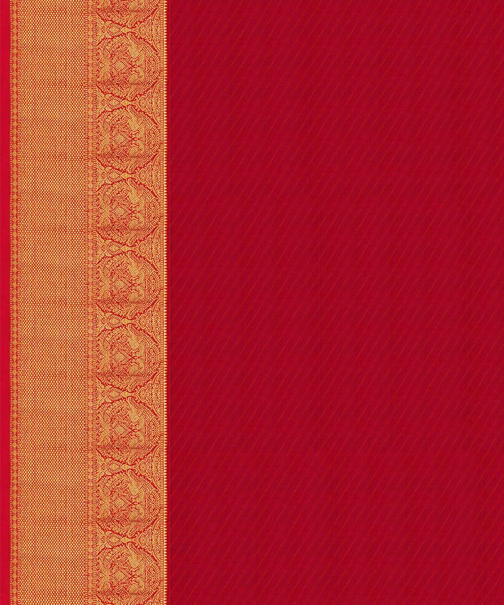 Green with red handwoven kanjivaram silk saree