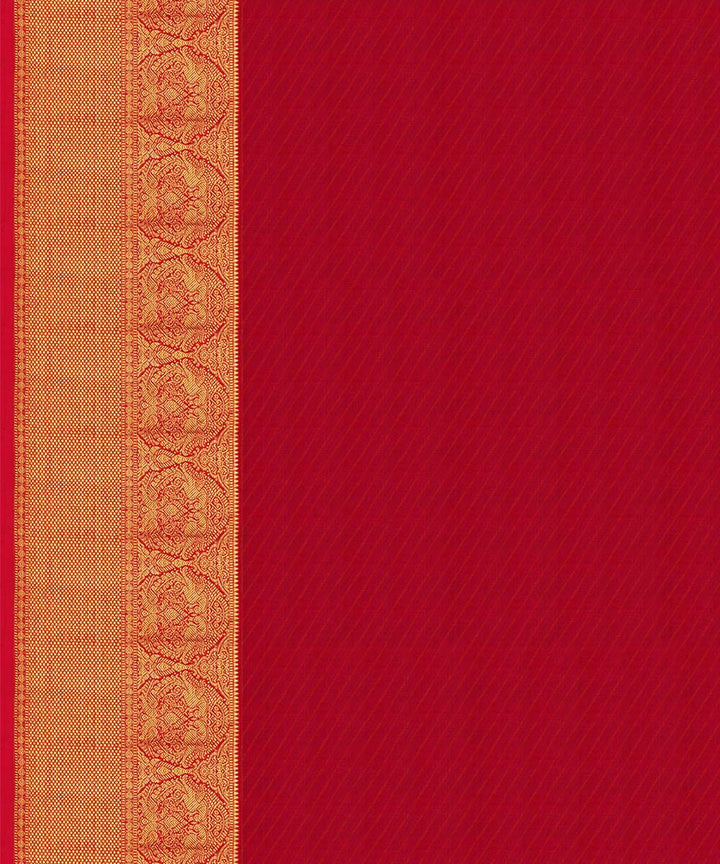 Green with red handwoven kanjivaram silk saree