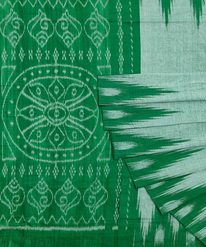 Light green grey handwoven cotton nuapatna saree