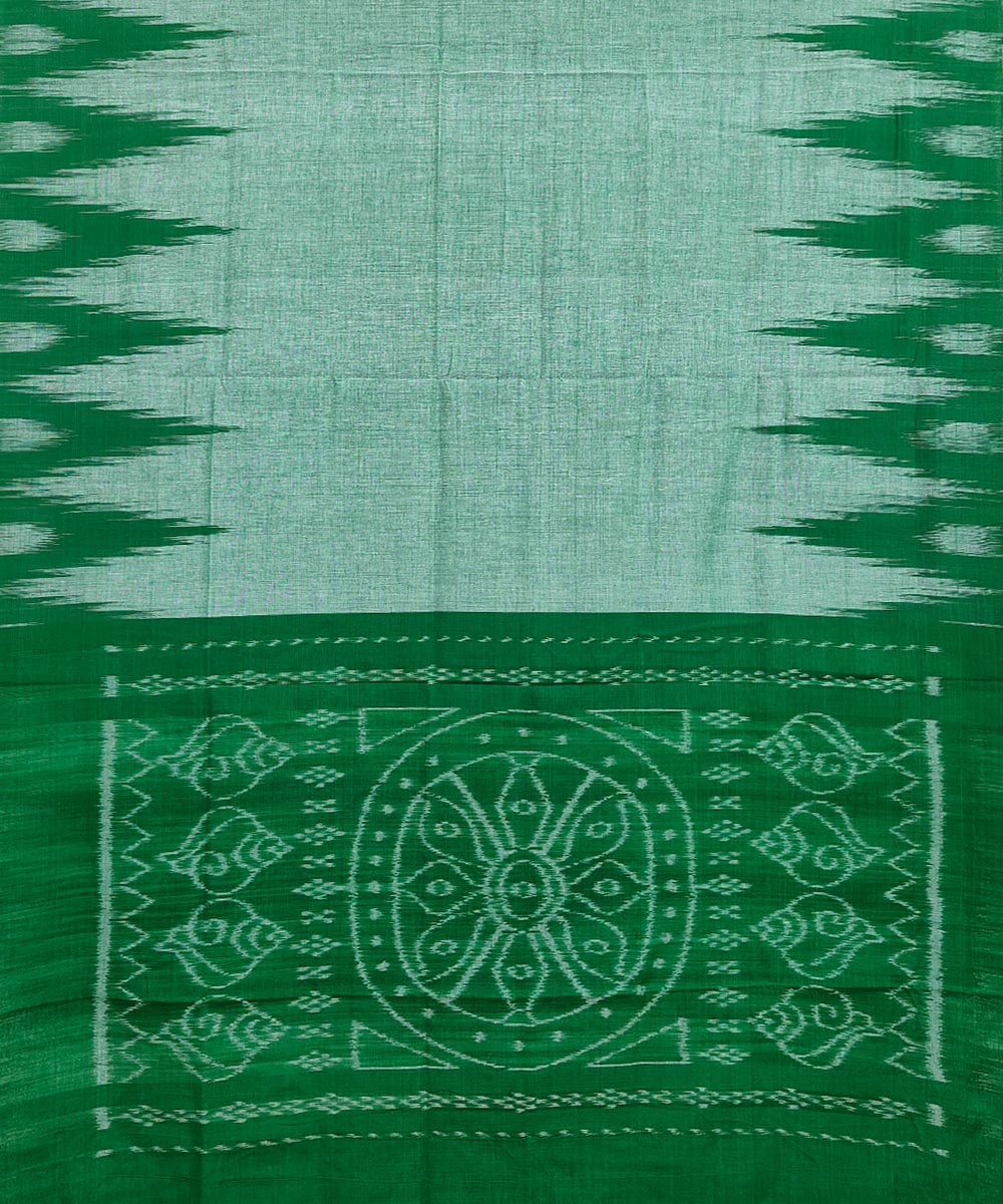 Light green grey handwoven cotton nuapatna saree