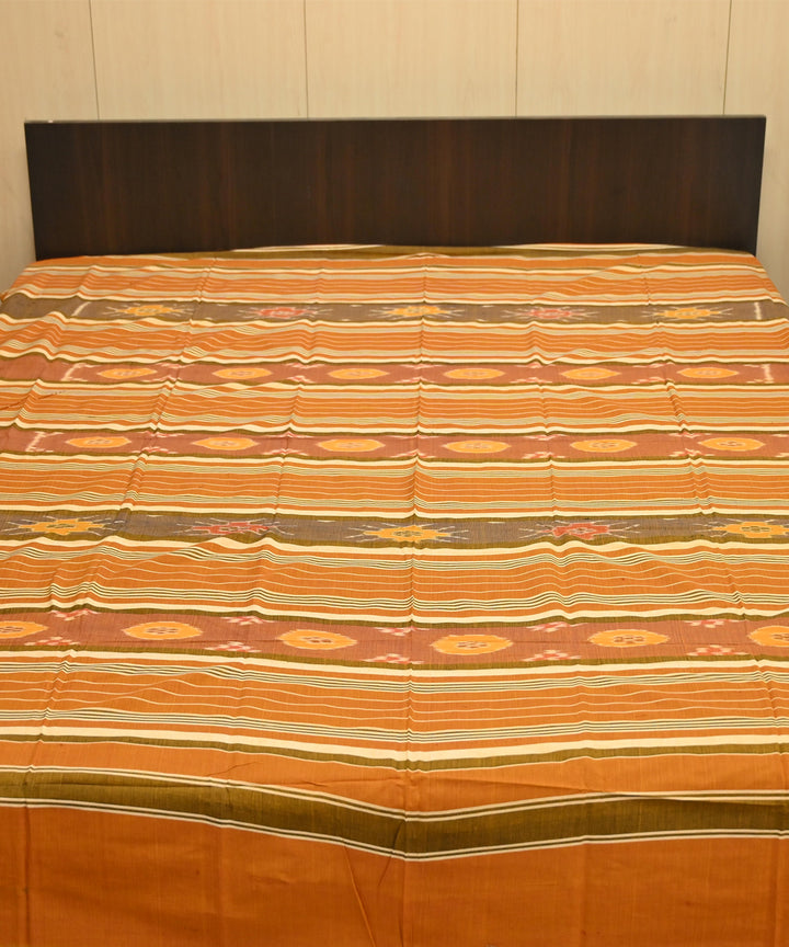 Cadmimum orange brown handmade sambalpuri cotton bedsheet
