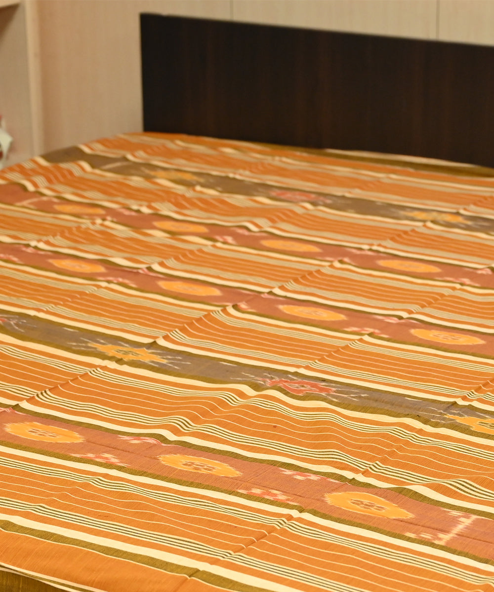 Cadmimum orange brown handmade sambalpuri cotton bedsheet