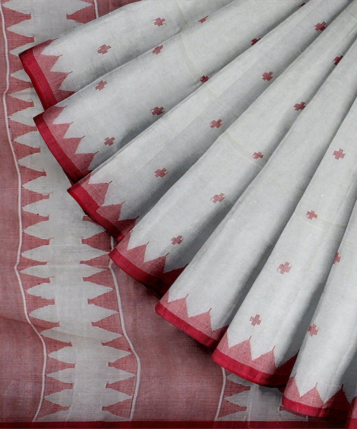 White red handloom cotton bengal saree