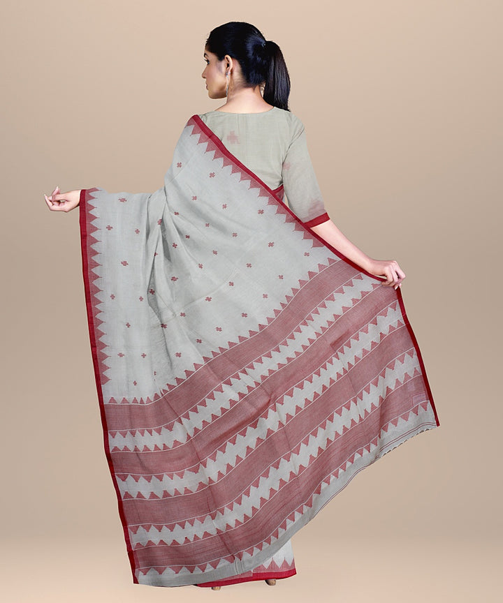 White red handloom cotton bengal saree