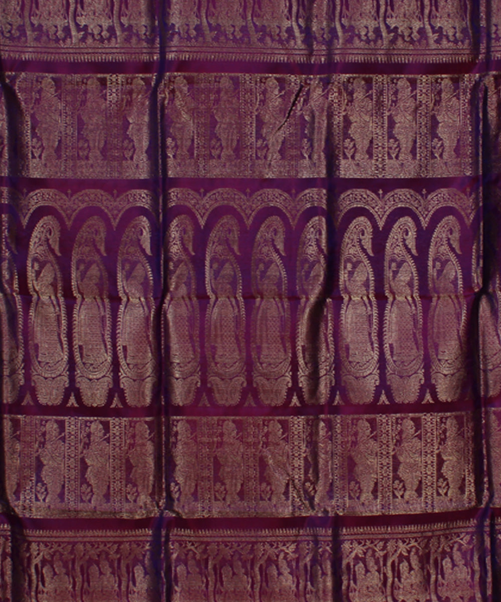 Blue rani dual shaded handwoven baluchari swarnachari silk saree