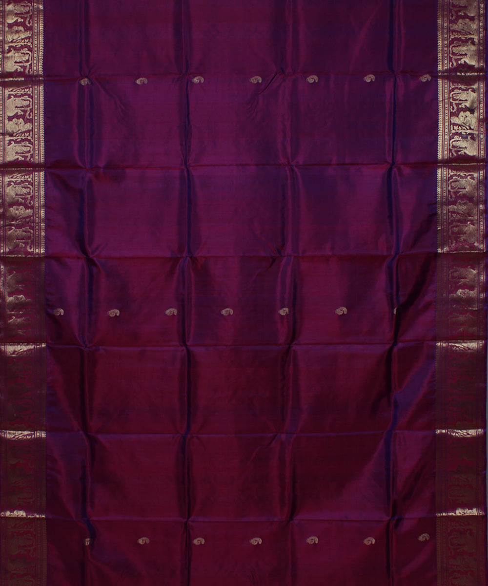 Blue rani dual shaded handwoven baluchari swarnachari silk saree