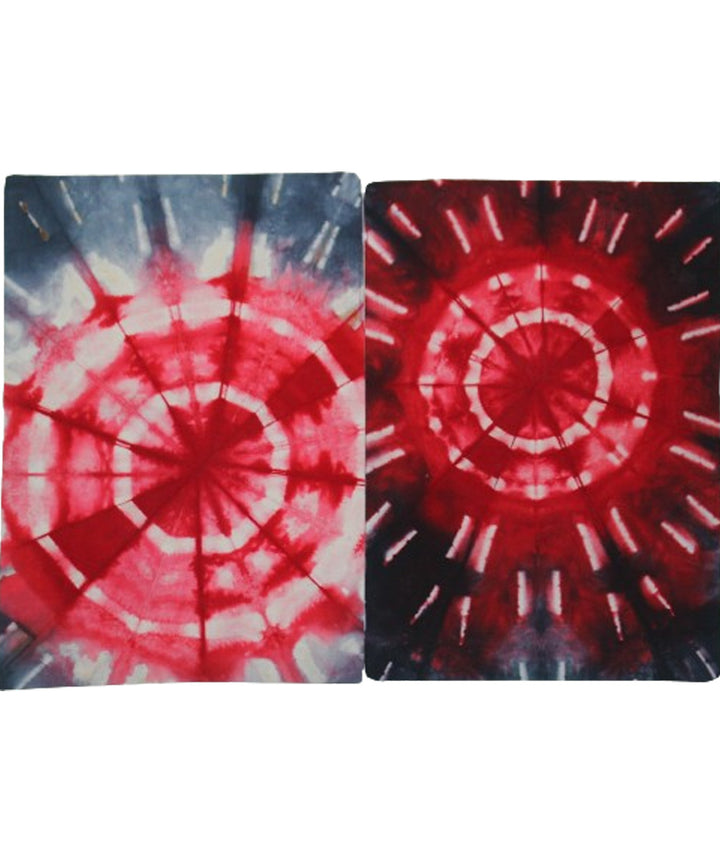 Red grey cotton handloom tie dye table mat