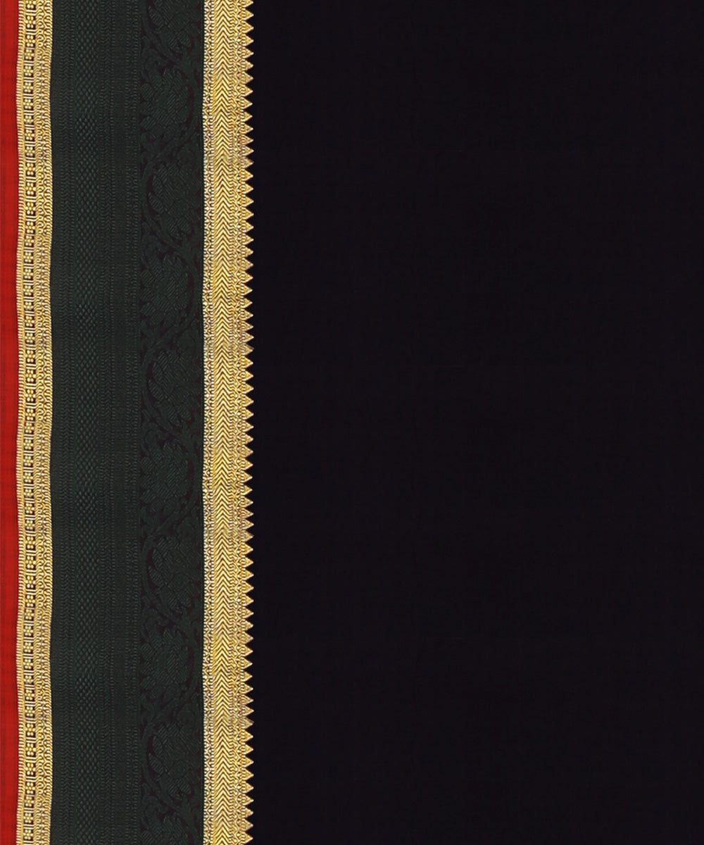 Red with brown and black handwoven kanjivaram silk saree