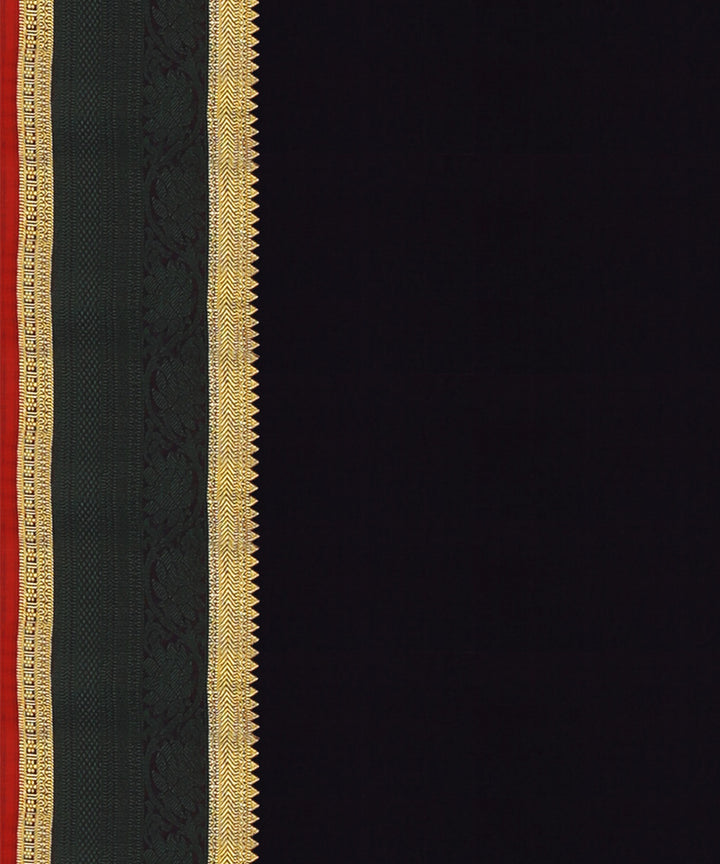 Red with brown and black handwoven kanjivaram silk saree