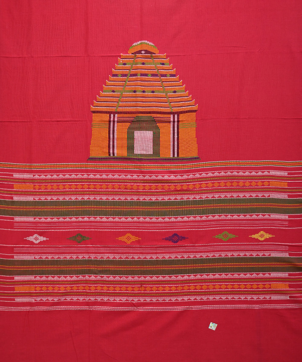 Dark red multi colour Handmade Cotton Dhala pathara parada