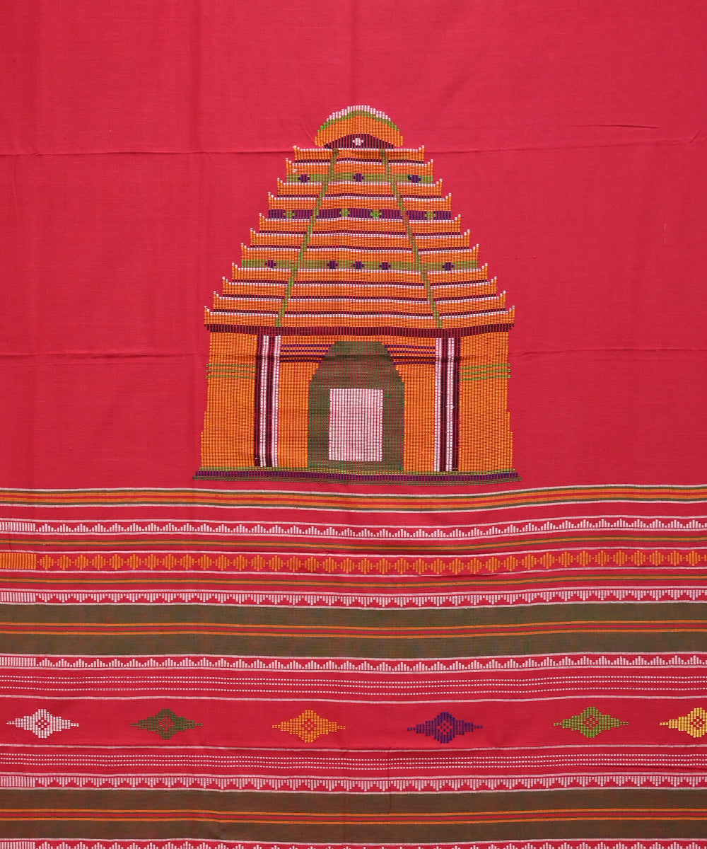 Dark red multi colour Handmade Cotton Dhala pathara parada