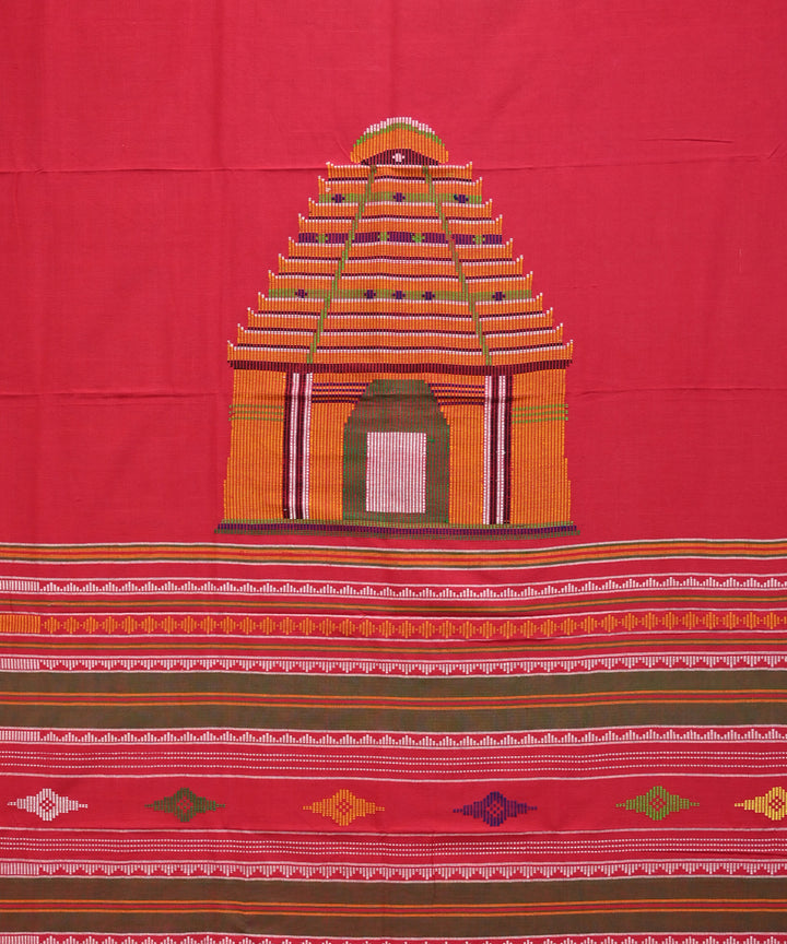 Dark red multi colour Handmade Cotton Dhala pathara parada