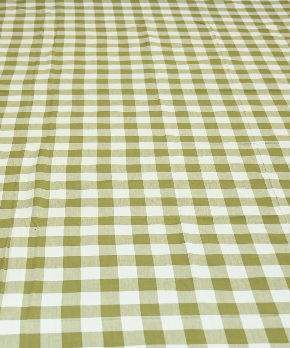 White bud green checked handmade sambalpuri cotton bedsheet