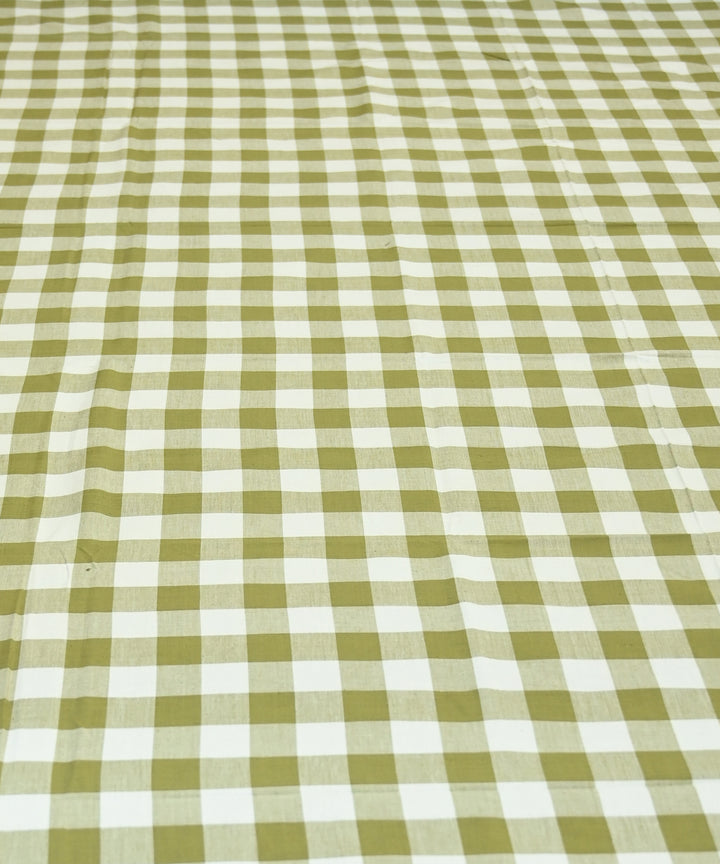 White bud green checked handmade sambalpuri cotton bedsheet