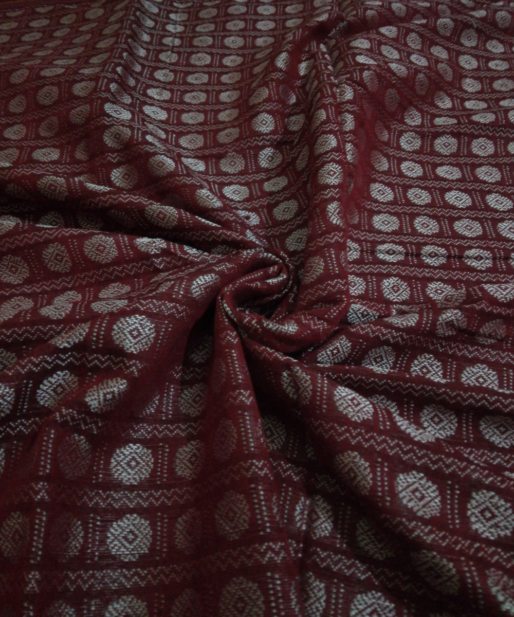 Pink silver maroon handwoven cotton art silk khana blouse fabric