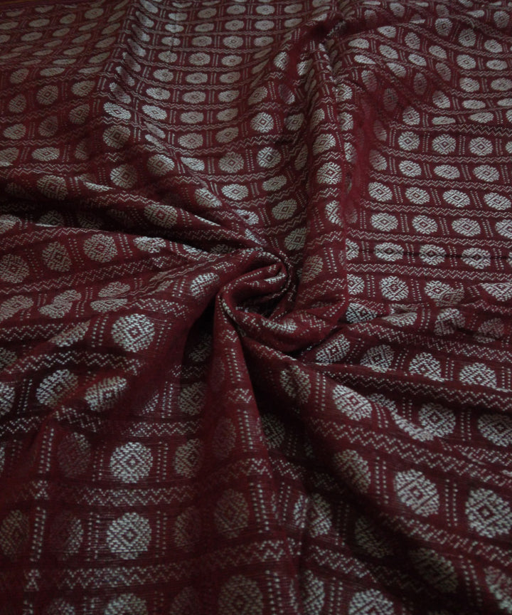 Pink silver maroon handwoven cotton art silk khana blouse fabric
