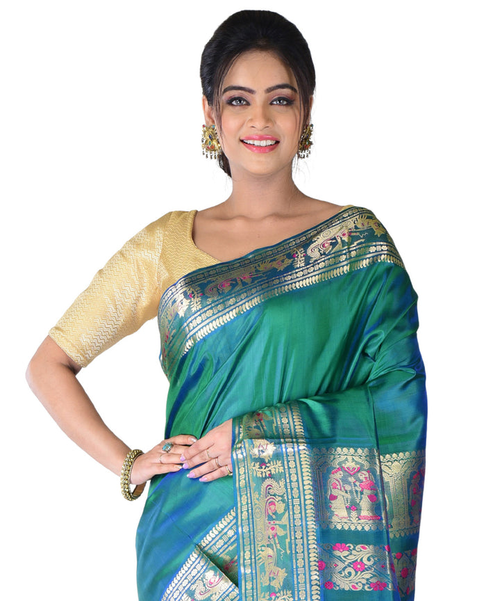 Dark green handloom silk saree