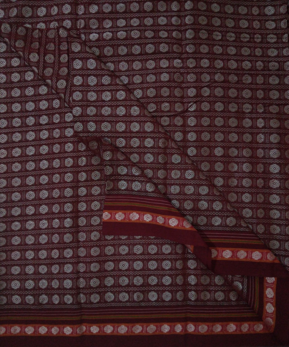 Pink silver maroon handwoven cotton art silk khana blouse fabric
