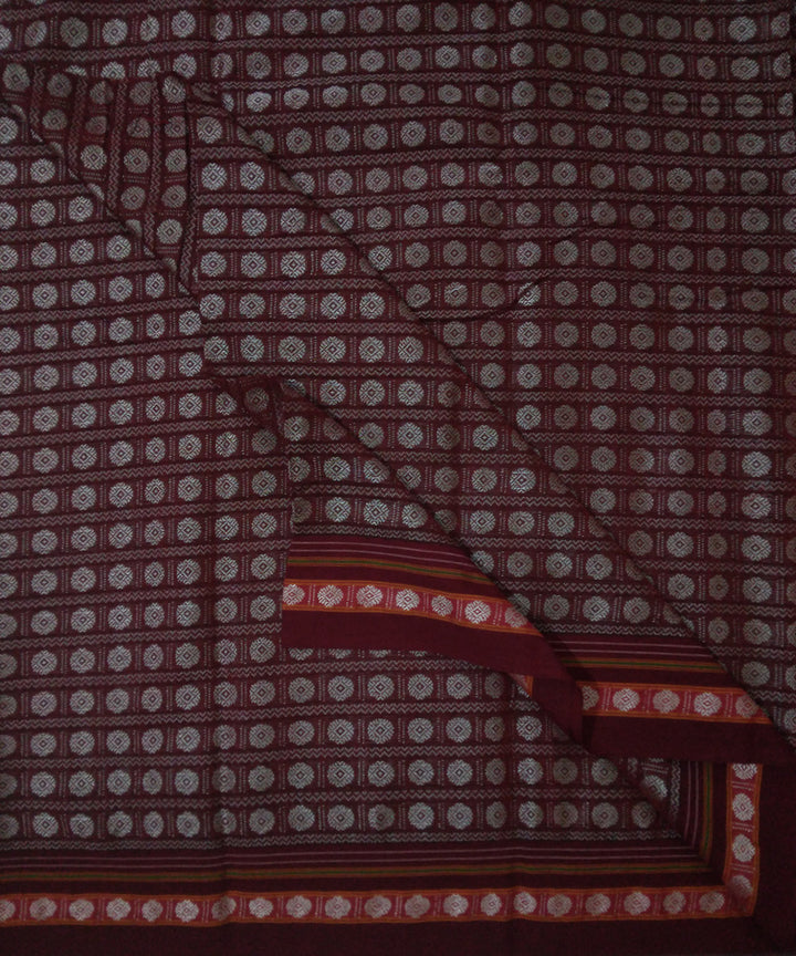 Pink silver maroon handwoven cotton art silk khana blouse fabric