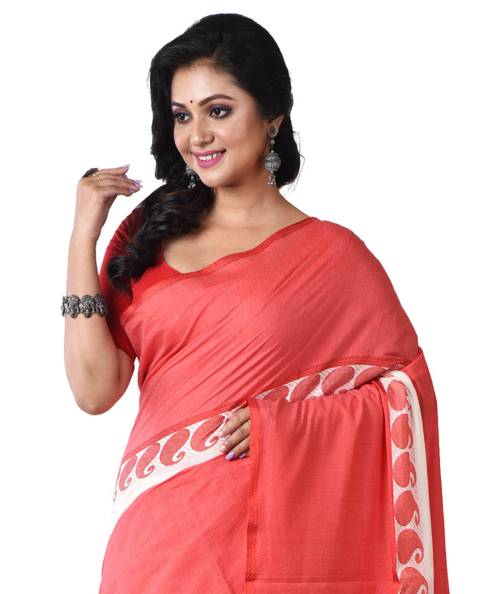 White red handloom cotton shantipuri saree