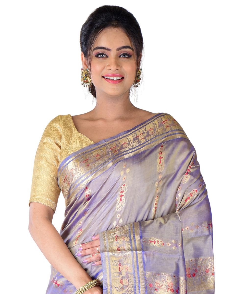 Grey handloom silk saree