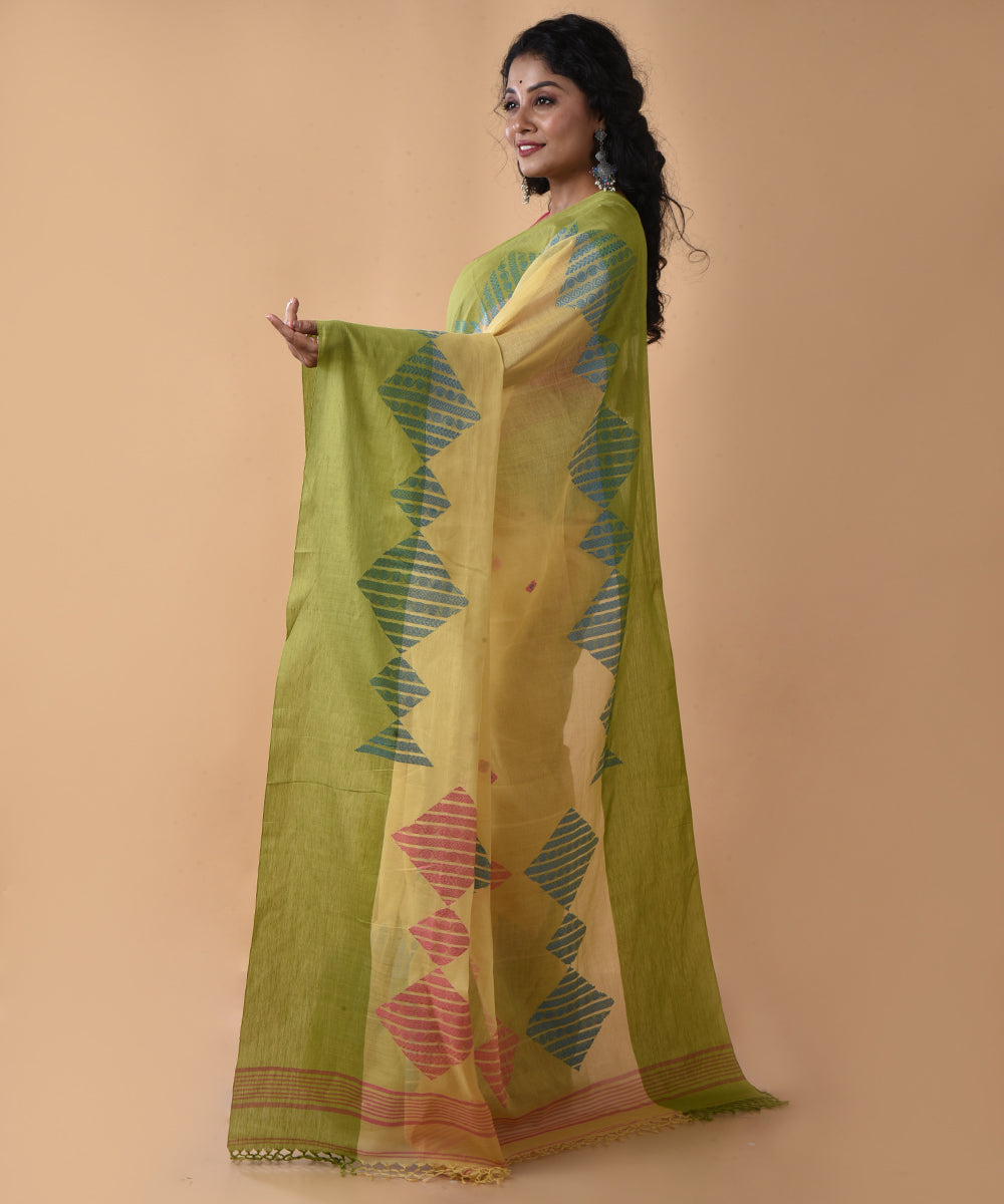 Multicolor cotton handloom jamdani saree