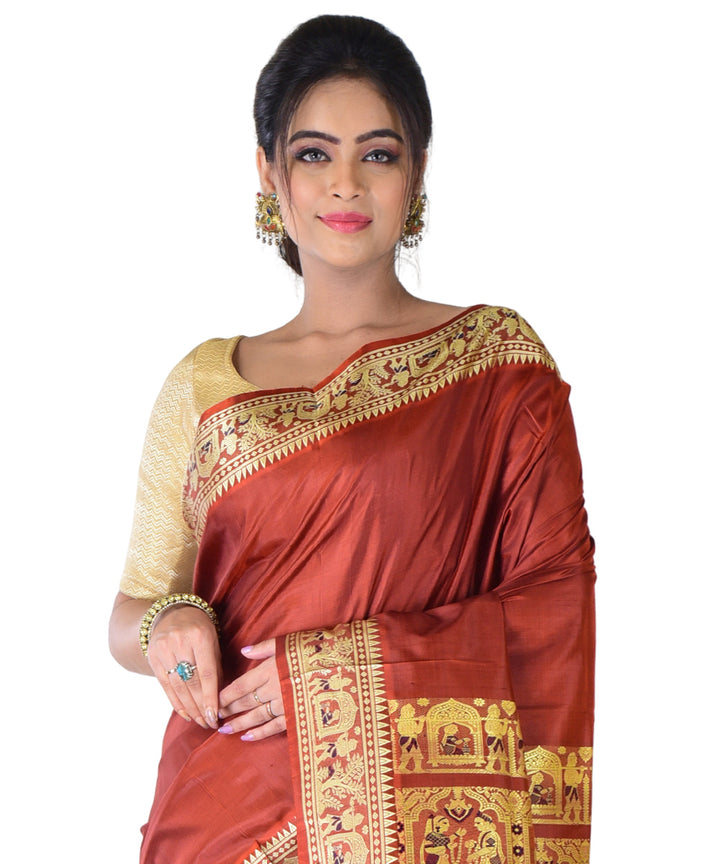Maroon handwoven silk saree