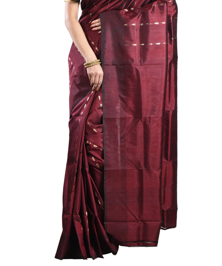 Maroon handwoven silk saree